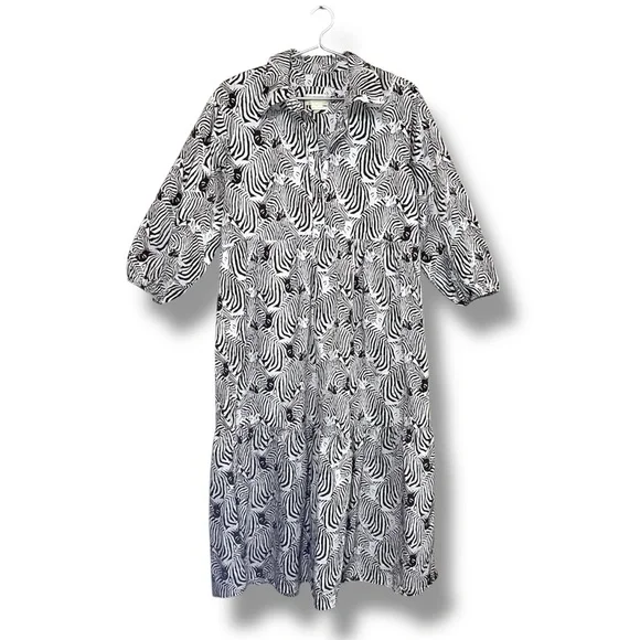 Anthropologie Maeve Bettina Dress Tiered zebra Print Buttondown Shirt Dr… - Picture 5 of 13